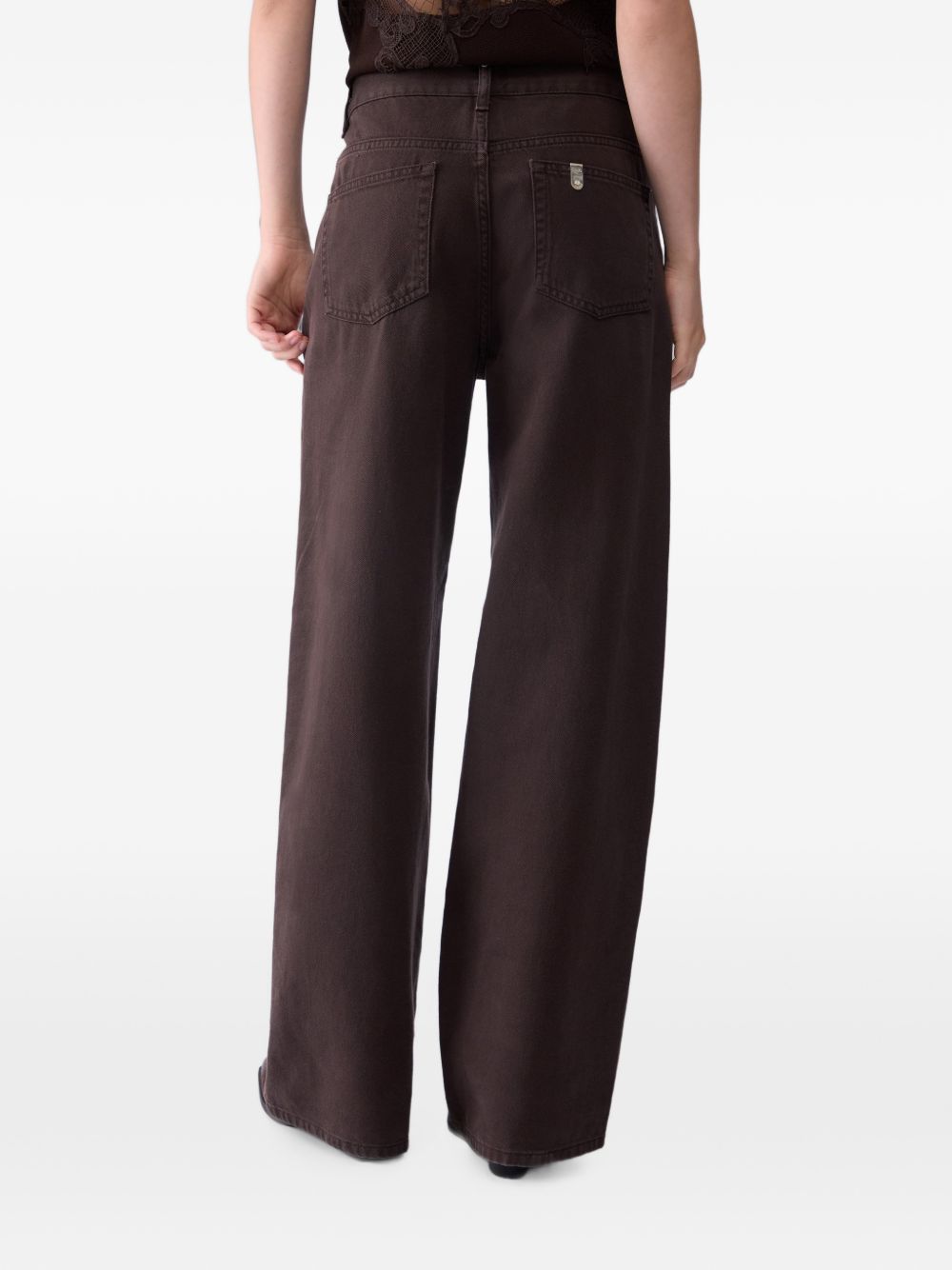 LIUJO Jeans lunghi marroni wide leg 