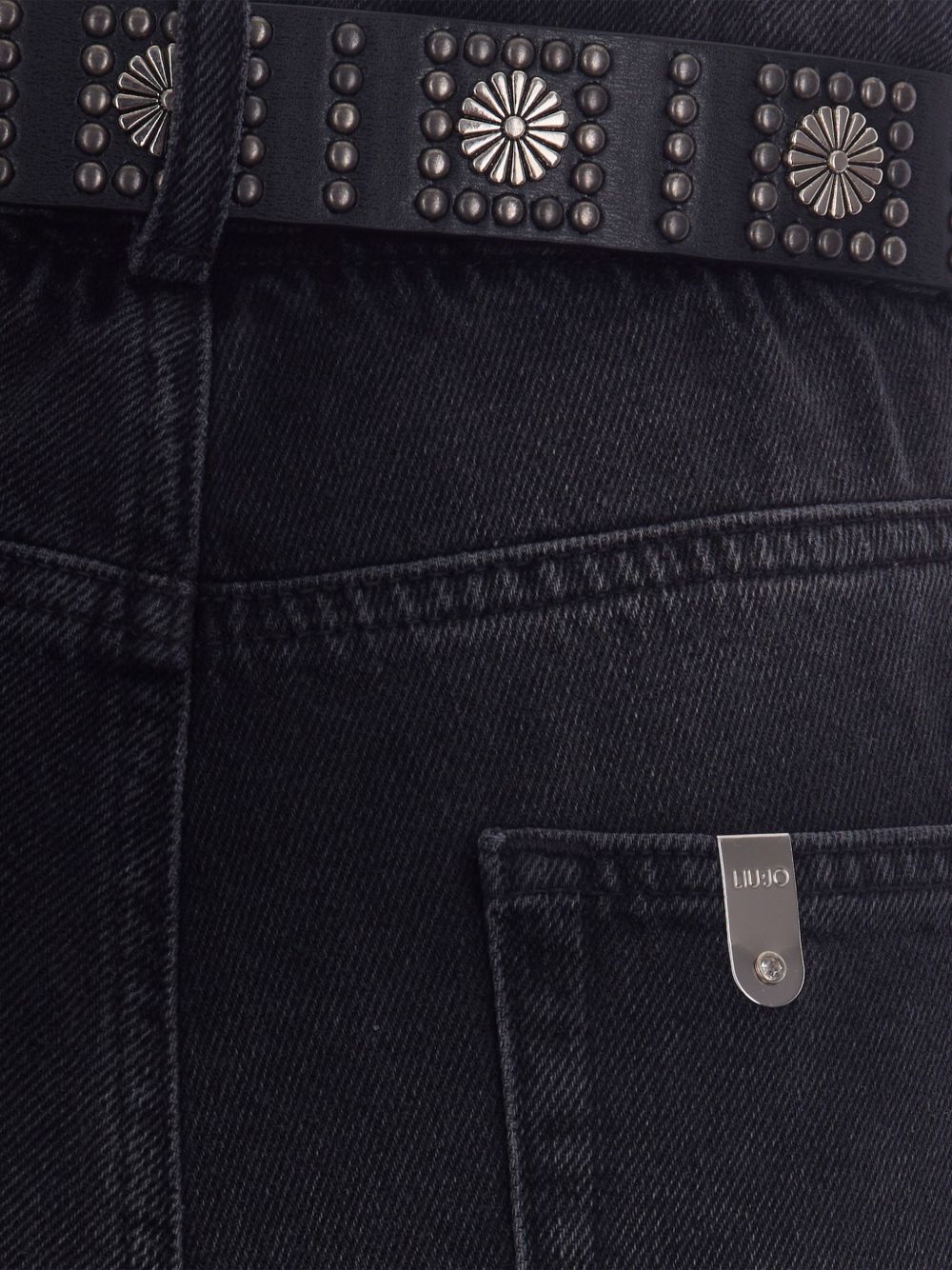 LIUJO Jeans neri regular fit a vita alta con cintura e tasche 