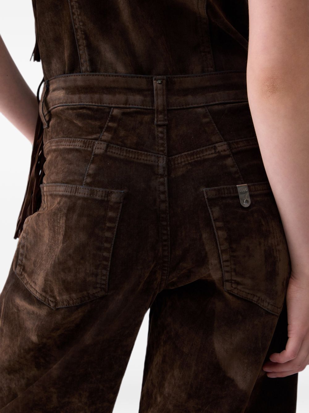 LIUJO Pantaloni barrel marroni in suede 