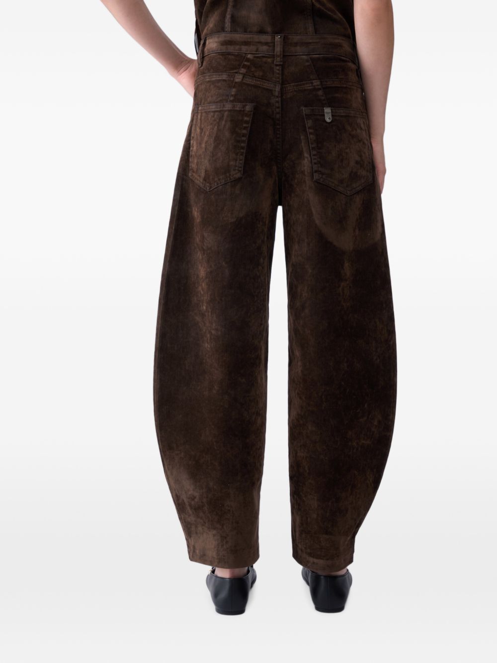 LIUJO Pantaloni barrel marroni in suede 
