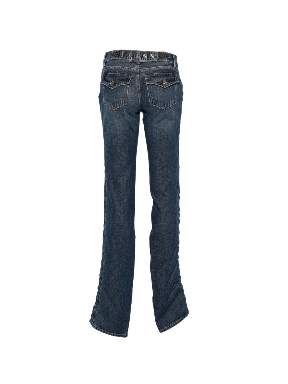 LIUJO Jeans blu con drappeggi larterali sulla gamba 