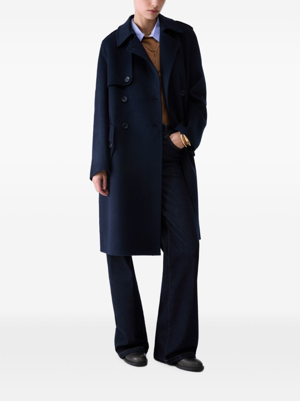LIUJO Cappotto nero in lana con silhouette avvitata 