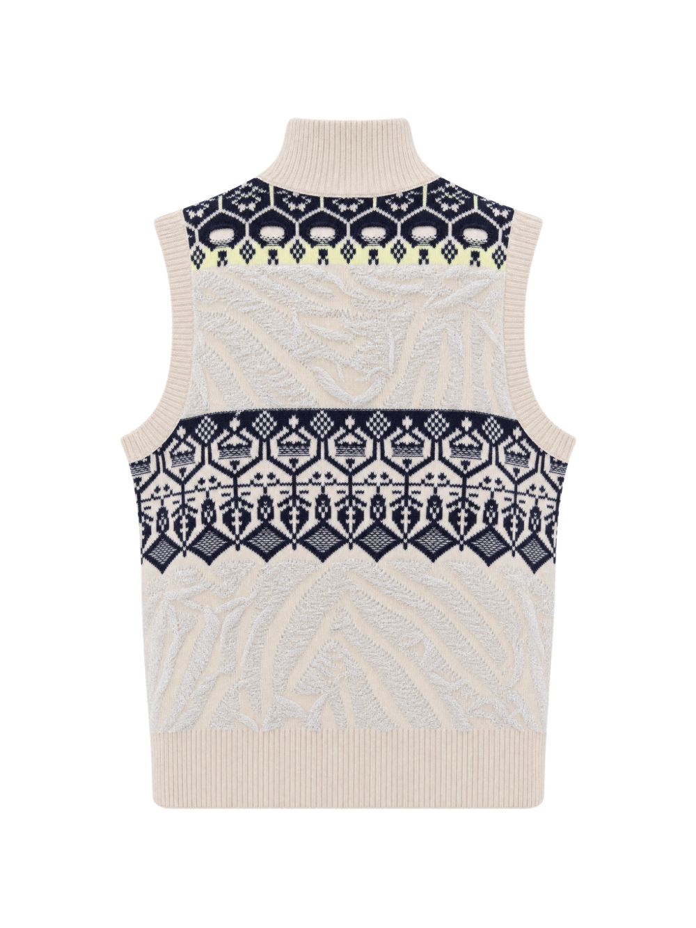 LIUJO Gilet in maglia a collo alto panna e blu 