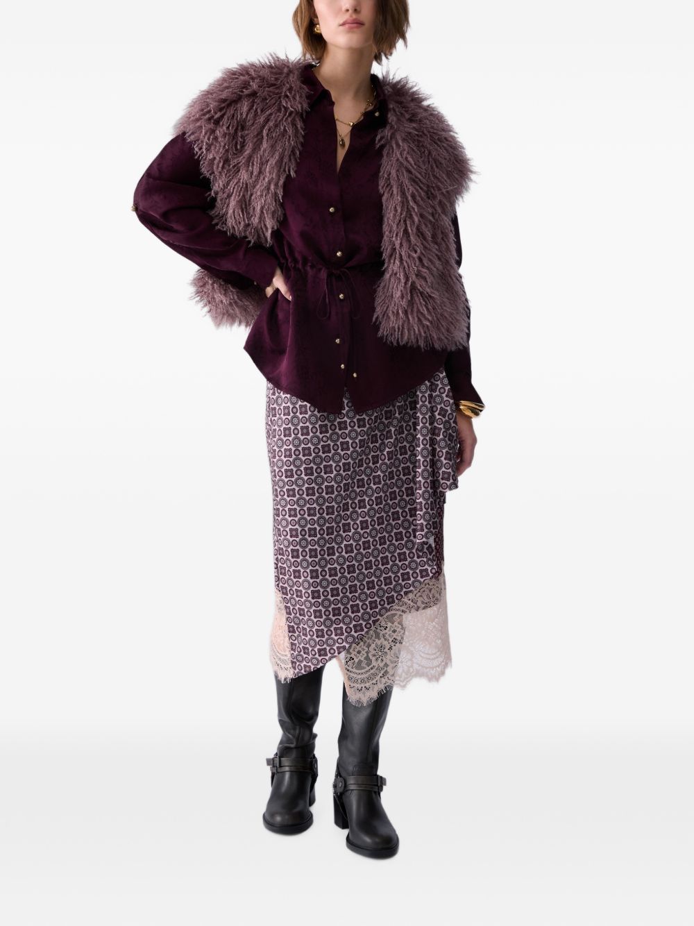 LIUJO Camicia viola con decorazioni floreali 
