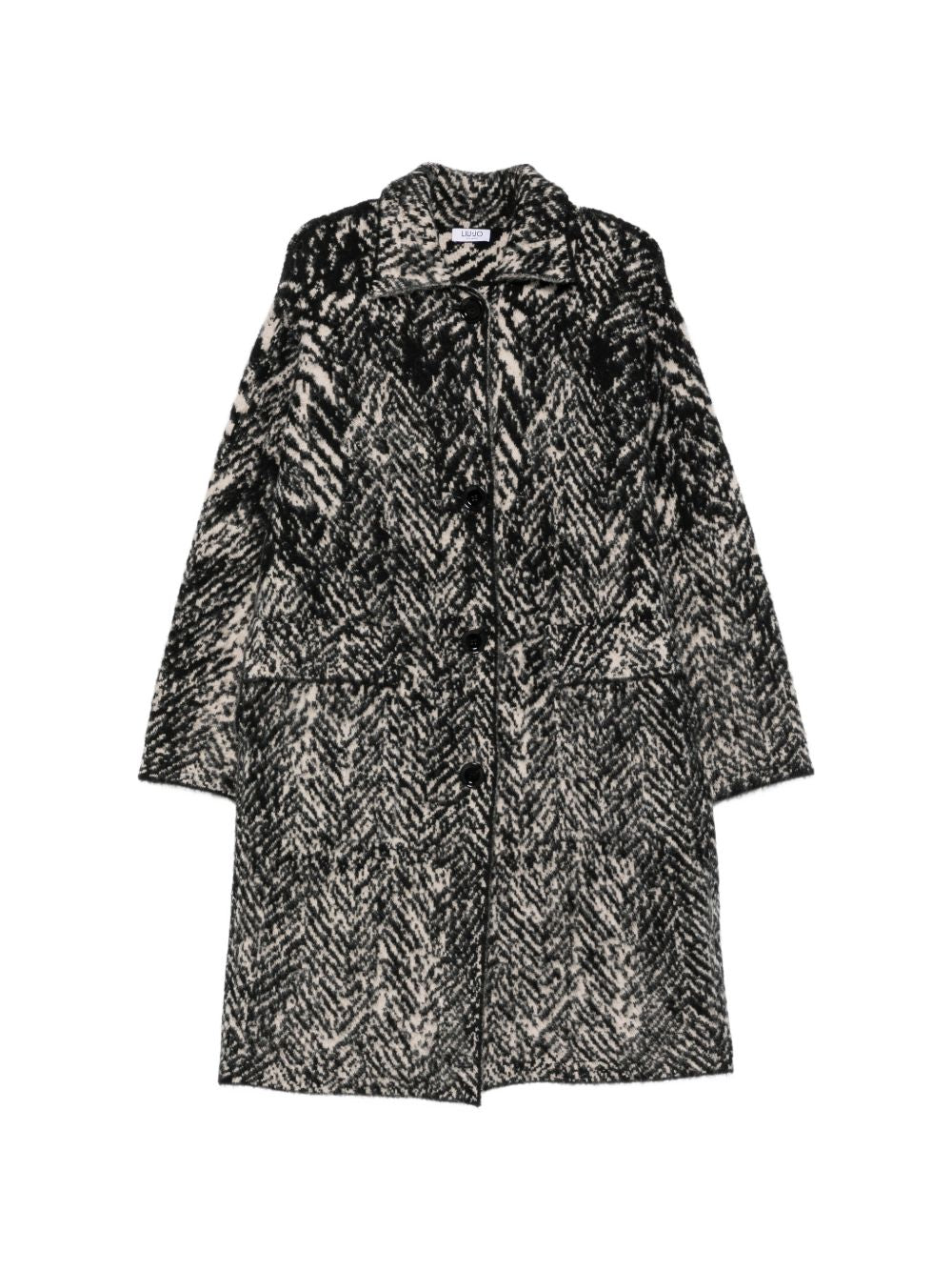 LIUJO Cappotto lungo grigio effetto spigato 