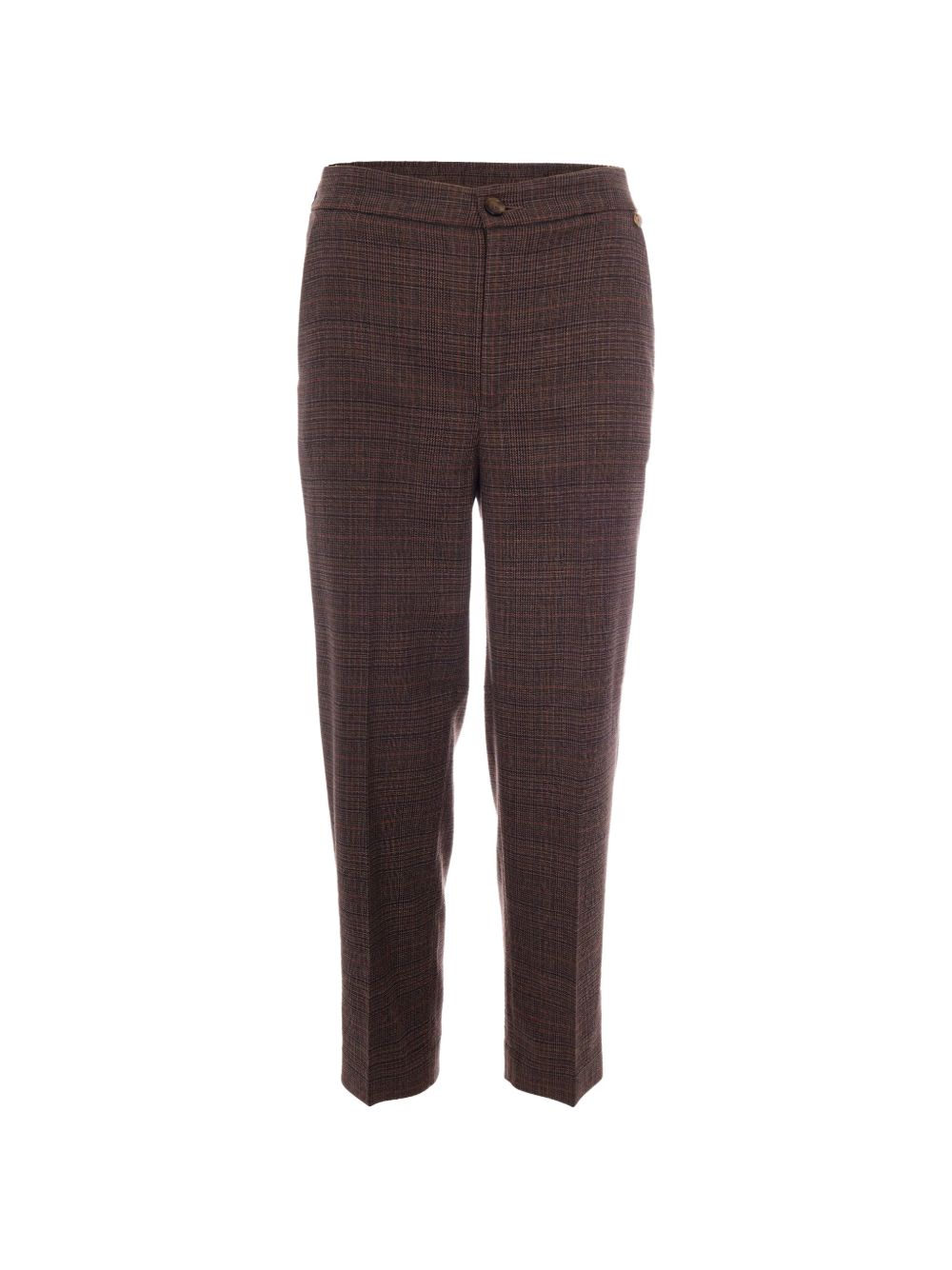 LIUJO Pantaloni eleganti marroni con motivo Principe di Galles 