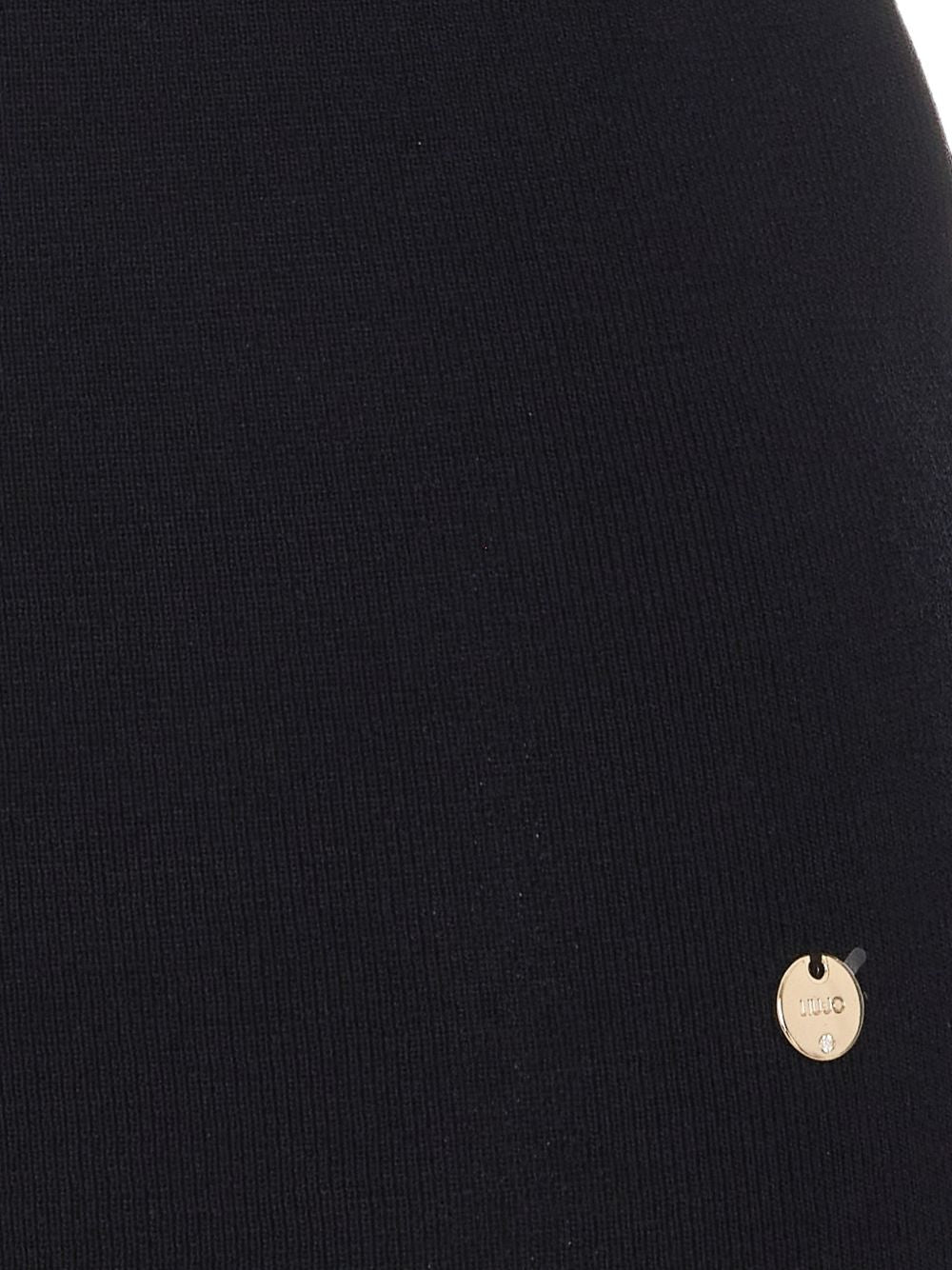 LIUJO Maglia nera con scollo e strass perimetrali 