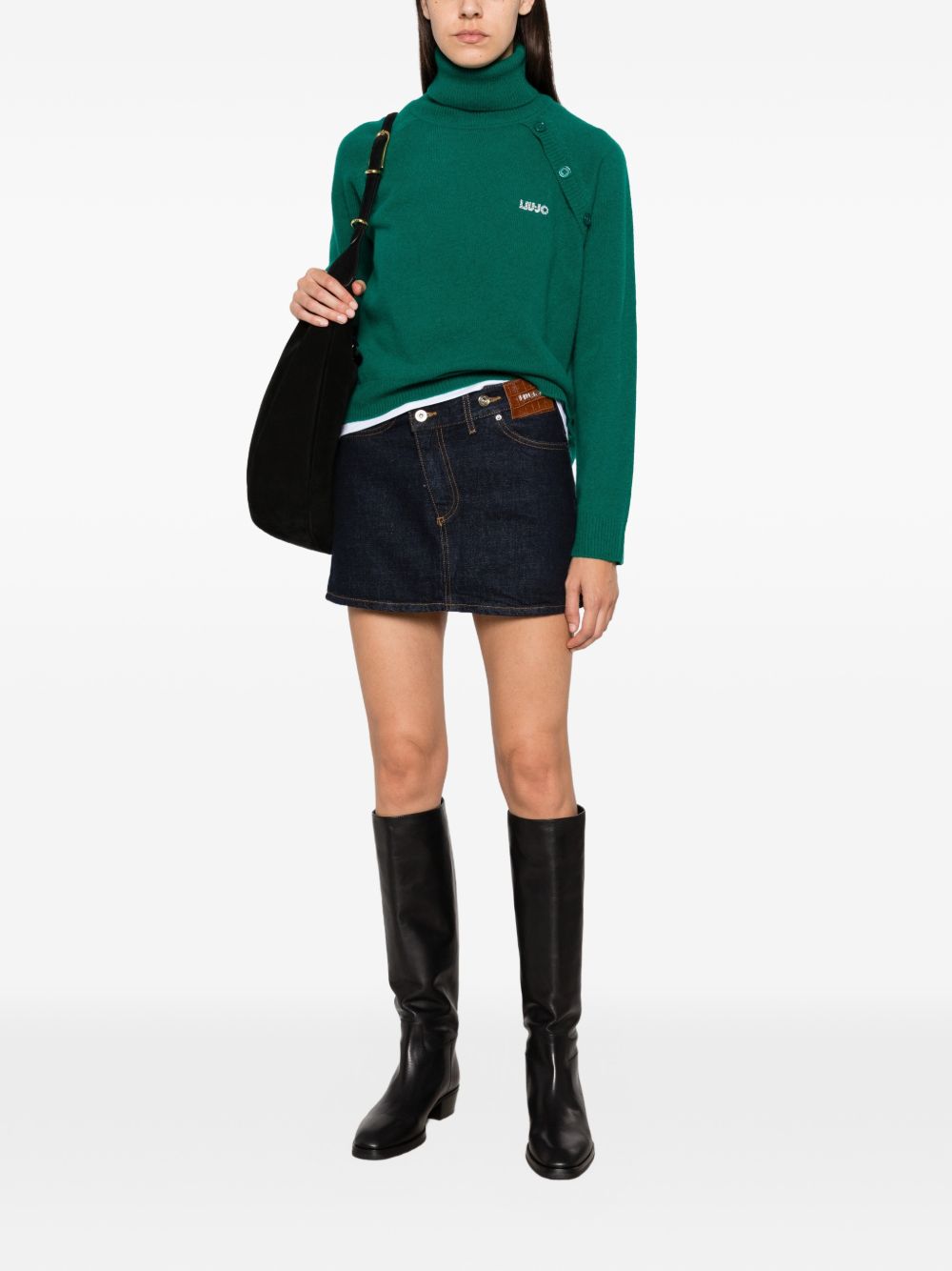 LIUJO Maglia verde menta a collo alto in lana 
