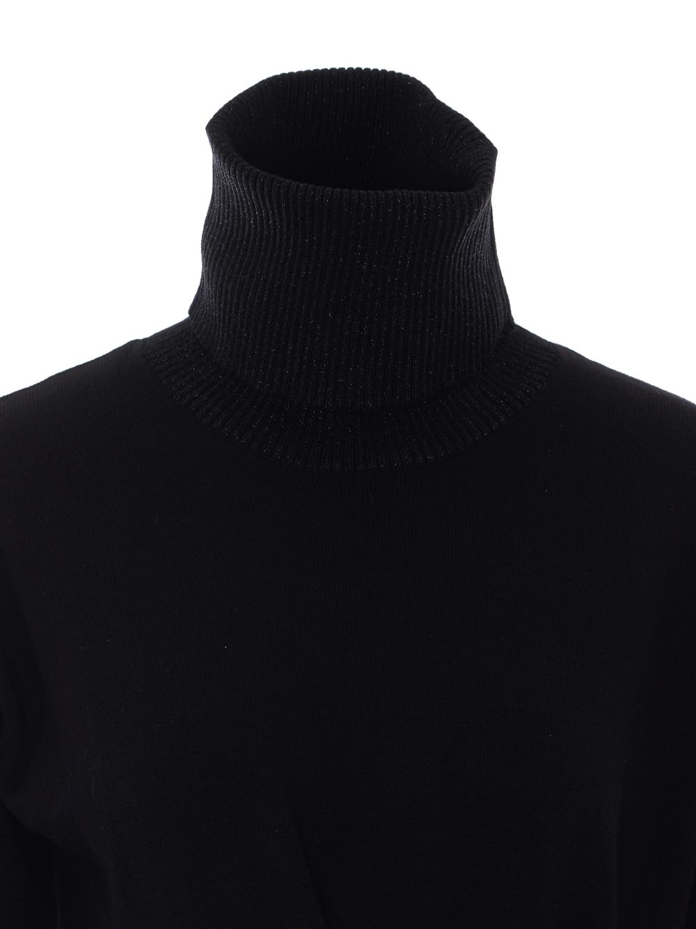 LIUJO Abito midi in maglia nera a collo alto 