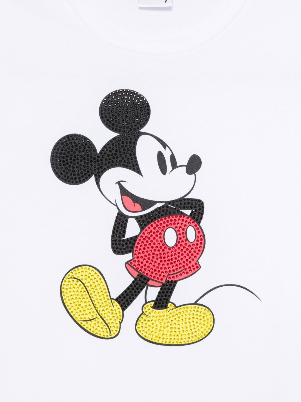 LIUJO T-shirt bianca in cotone con stampa Mickey e strass 
