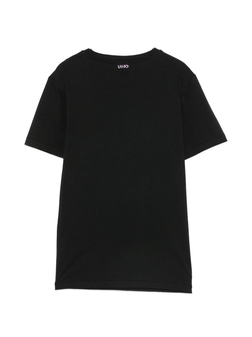 LIUJO T-shirt nera in cotone con stampa Mickey e strass 