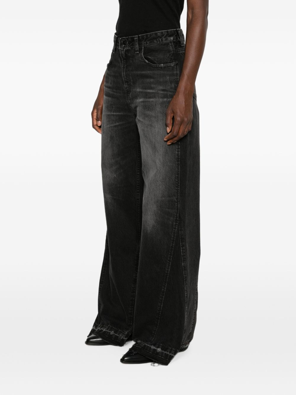 LOIS Pantaloni barrel neri con effetto washed e tasche 