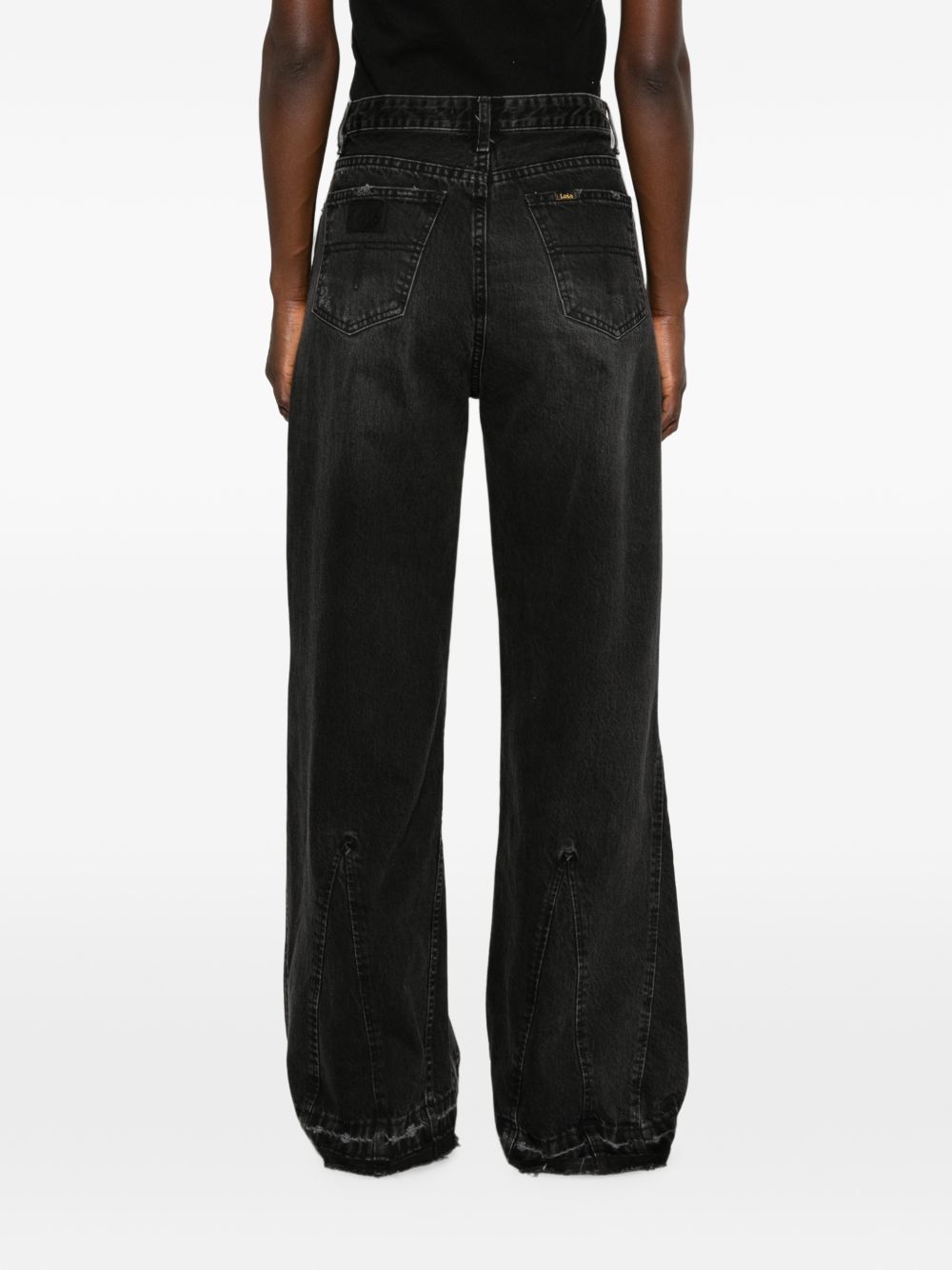 LOIS Pantaloni barrel neri con effetto washed e tasche 