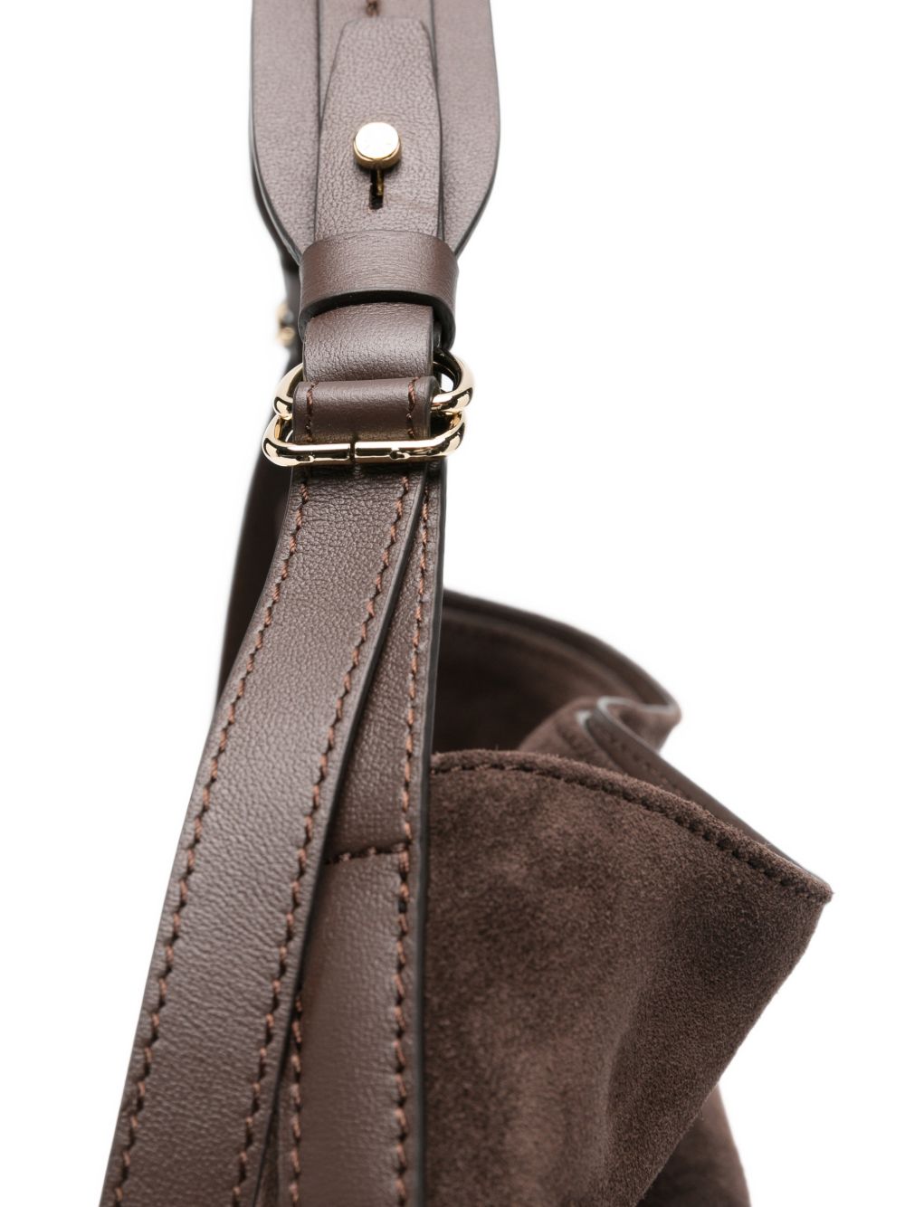 LORISTELLA Borsa a spalla Giorgia in suede marrone cioccolato 