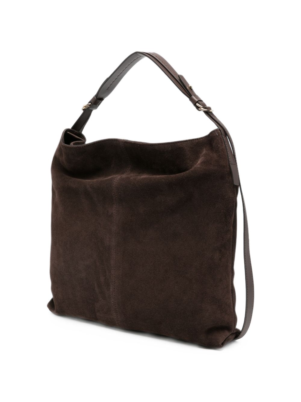 LORISTELLA Borsa a spalla Giorgia in suede marrone cioccolato 