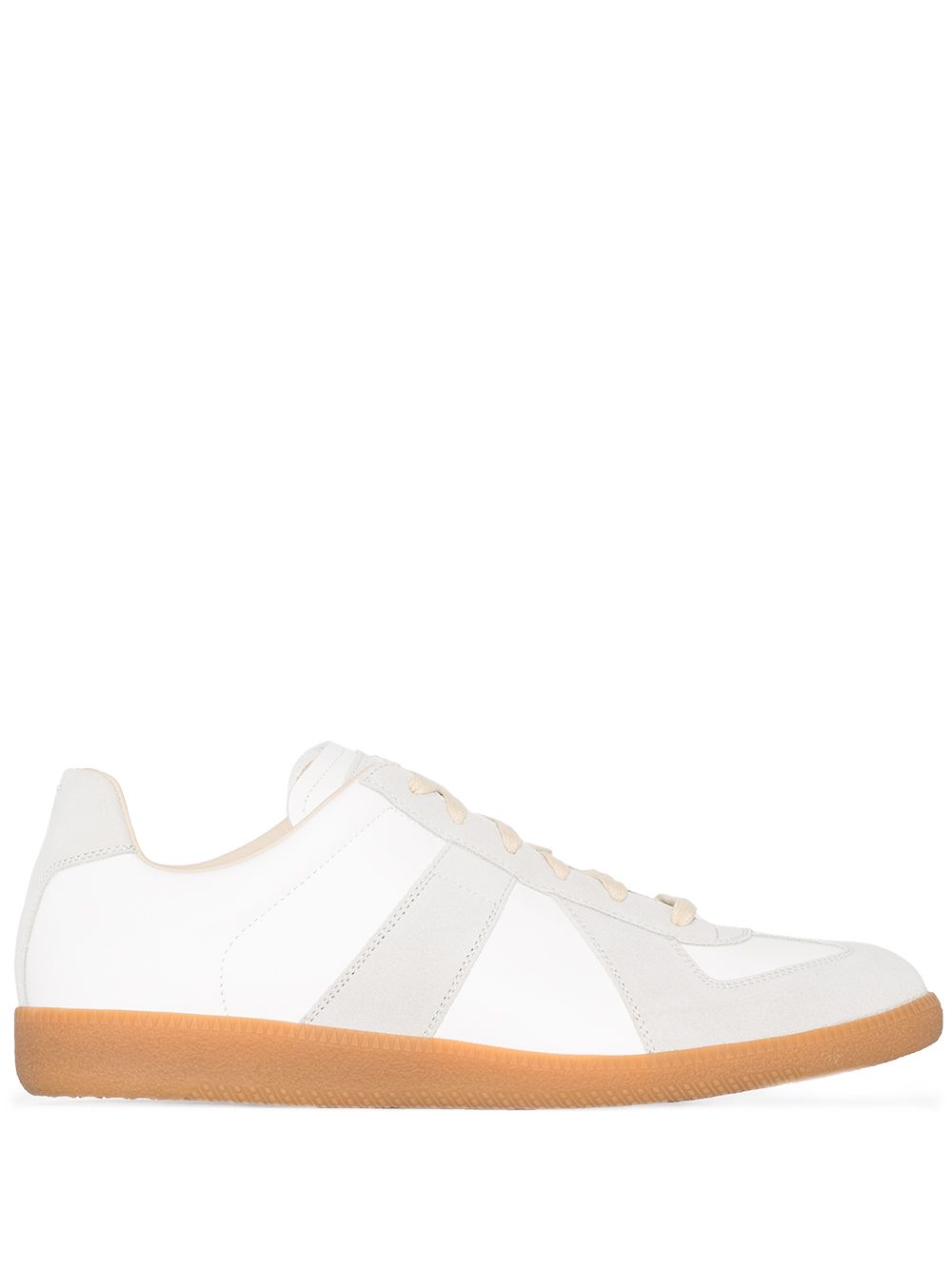 MAISON MARGIELA Sneakers bianche con dettagli in suede grigio 