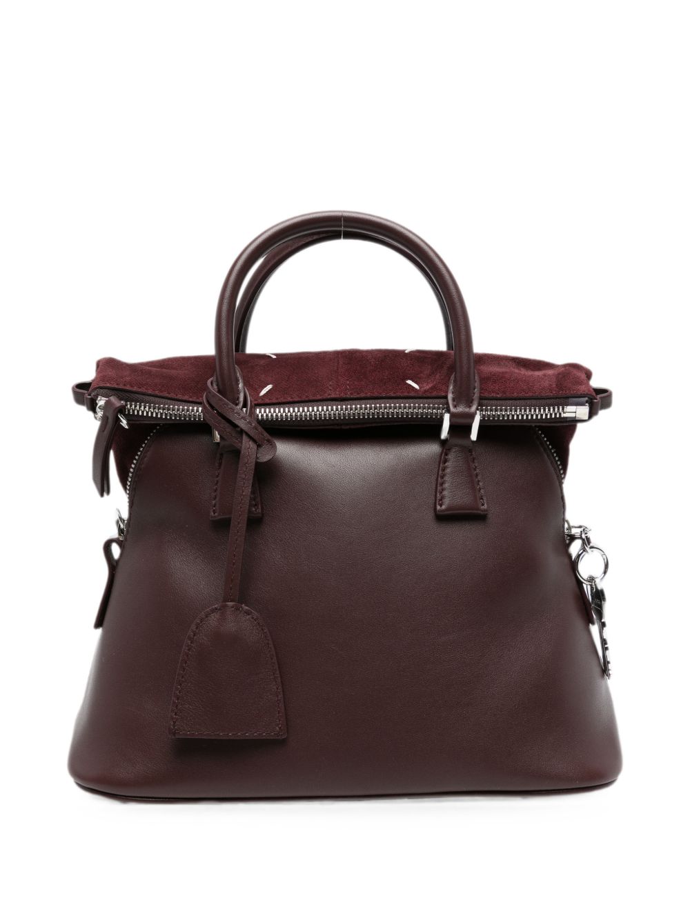 MAISON MARGIELA Borsa a tracolla cross body in pelle con dettagli in velluto bordeaux 