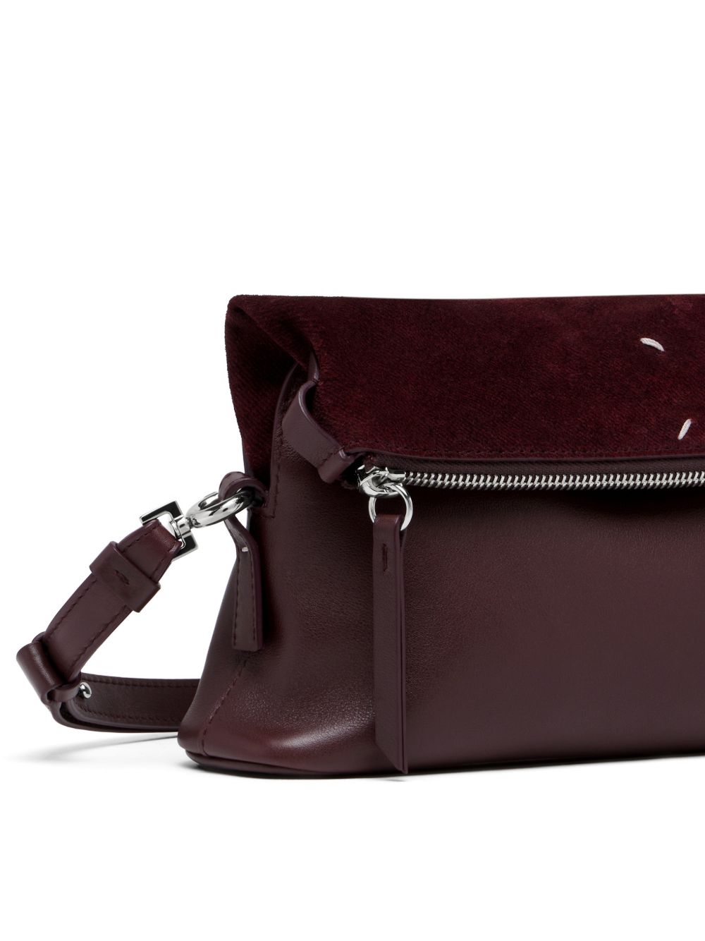 MAISON MARGIELA Borsa a tracolla in pelle misto suede bordeaux 