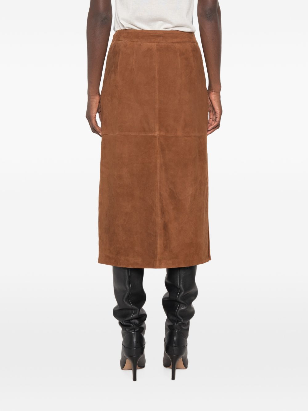 MARELLA Gonna midi a tubino in suede marrone 