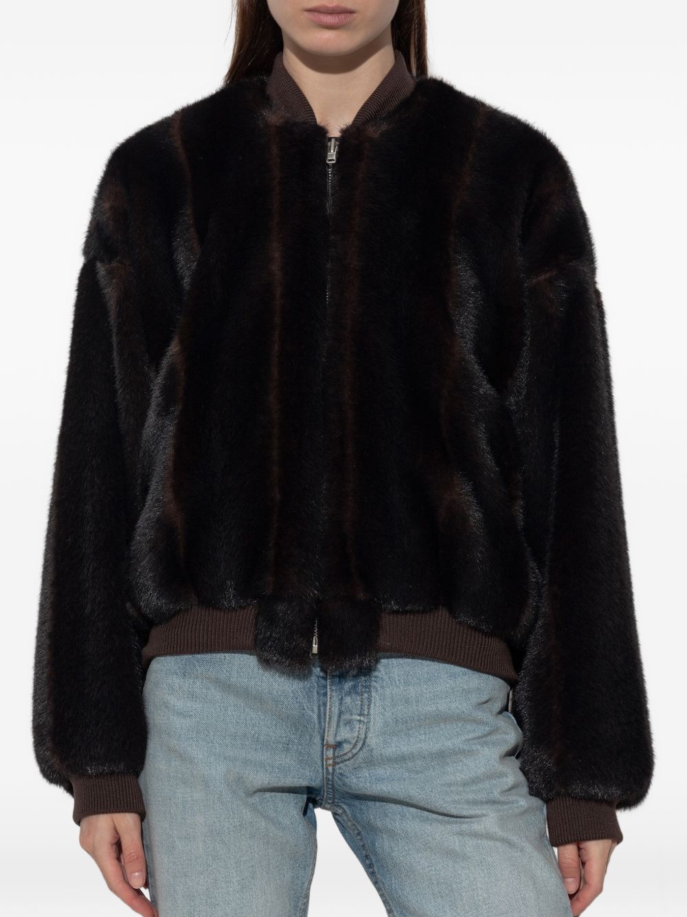MM6 MAISON MARGIELA Bomber in eco pelliccia marrone 