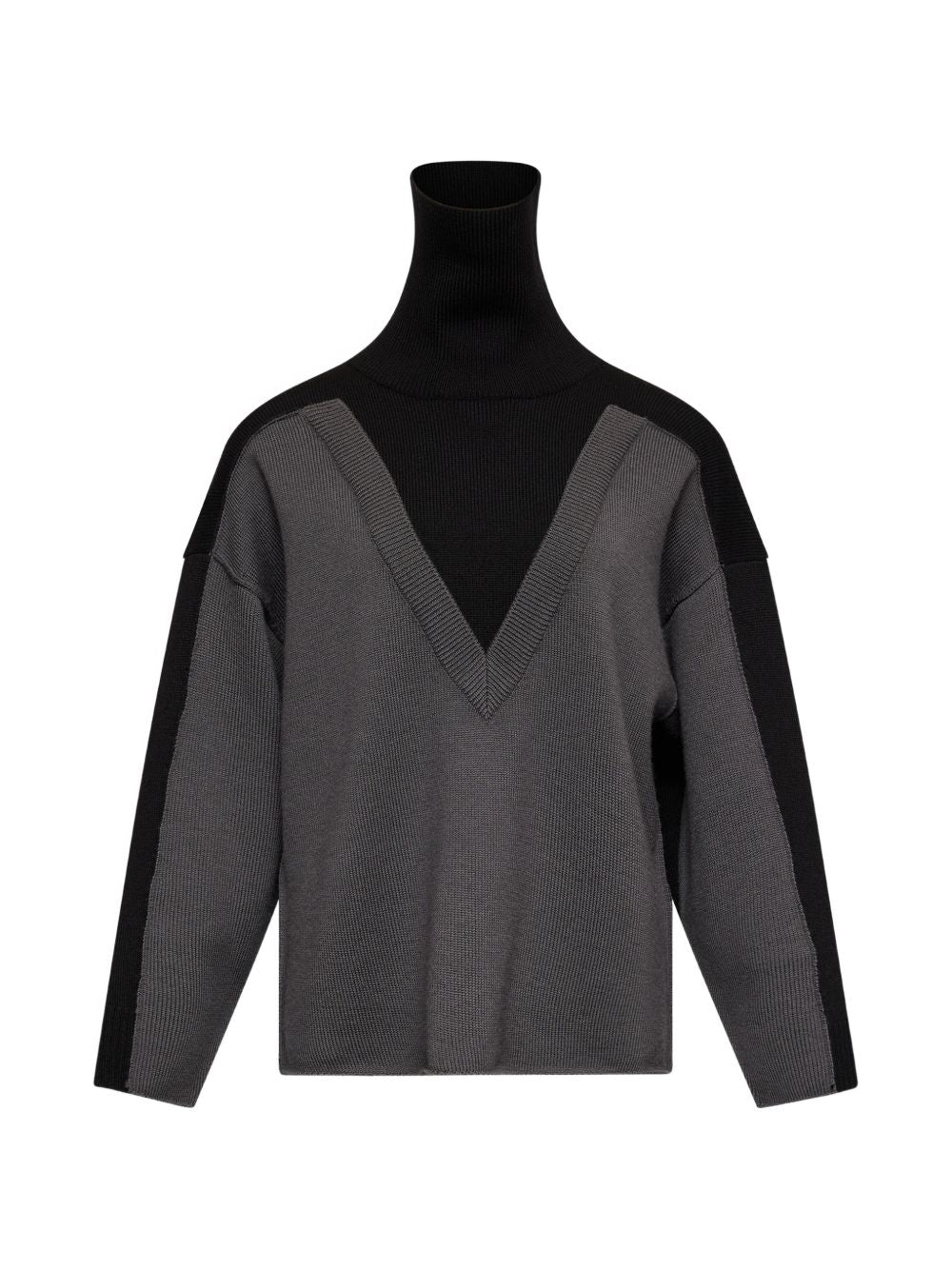 MM6 MAISON MARGIELA Maglia a collo alto in lana nero e grigio 