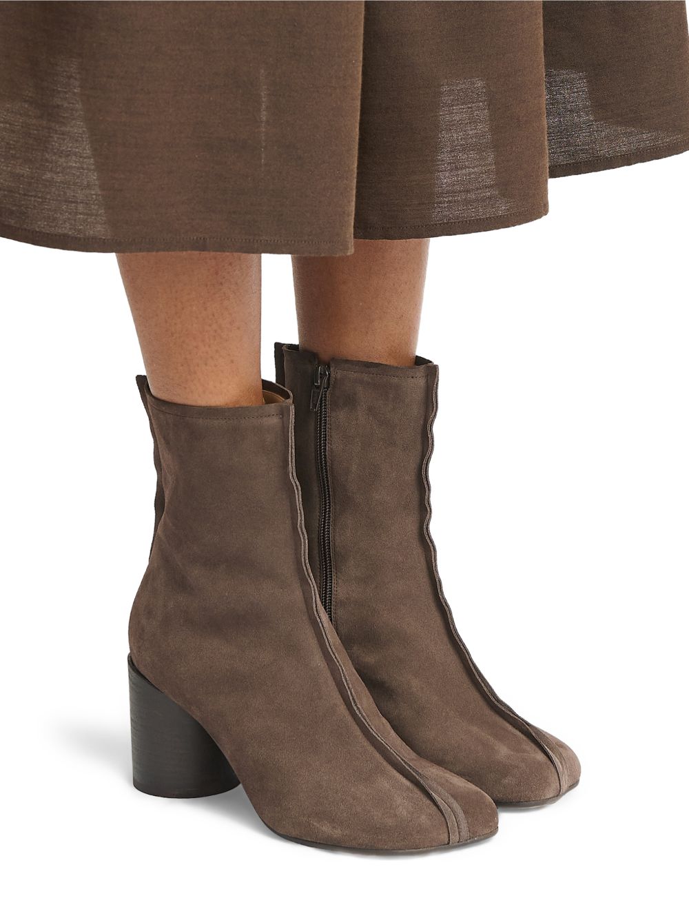 MM6 MAISON MARGIELA Stivali in pelle marrone scuro con punta squadrata 
