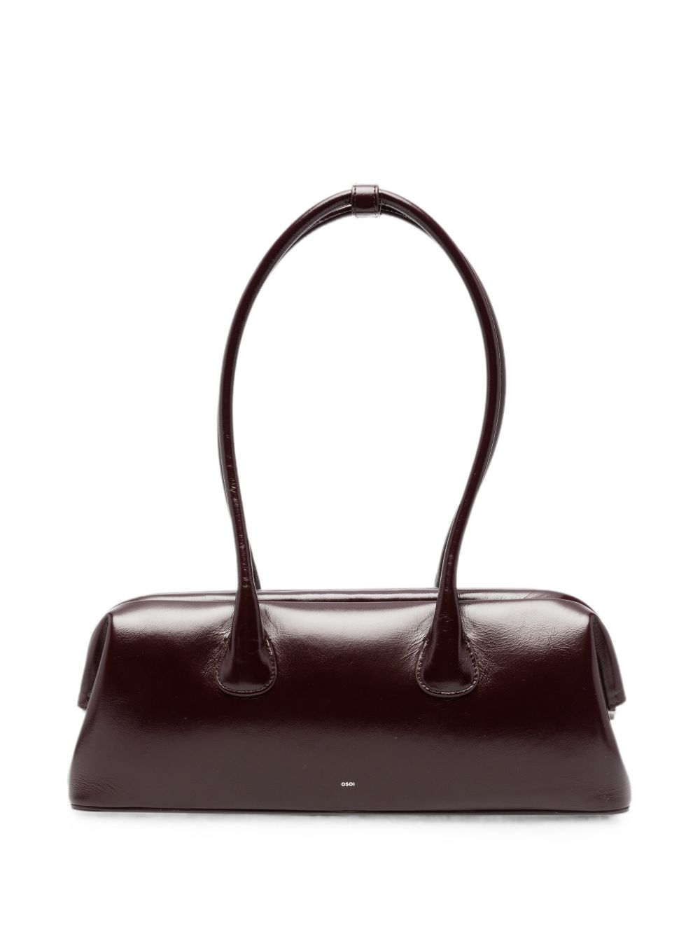 OSOI Borsa a spalla Boat Wide in pelle lucida bordeaux 