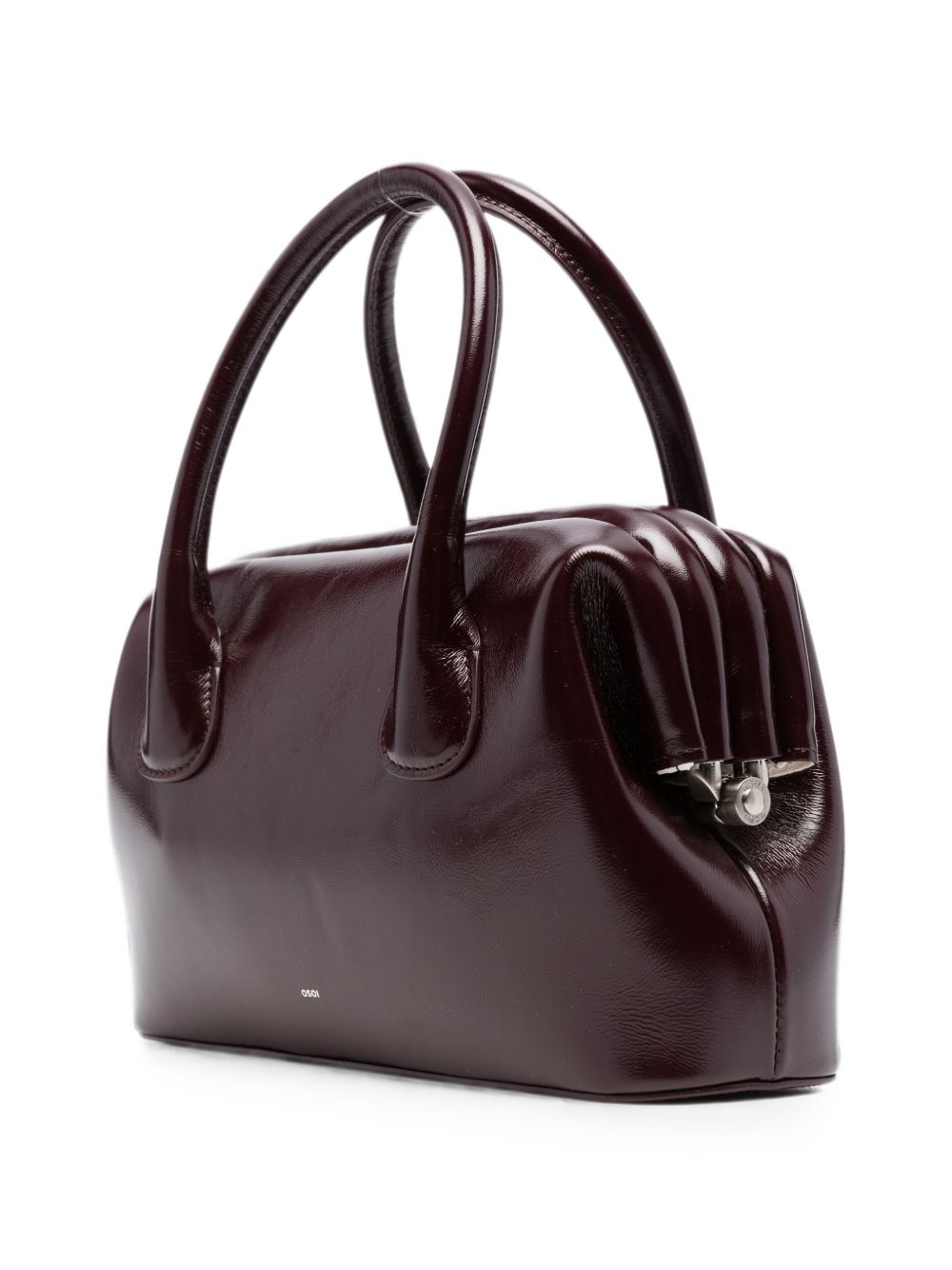 OSOI Borsa a spalla Boat Brot in pelle lucida bordeaux 