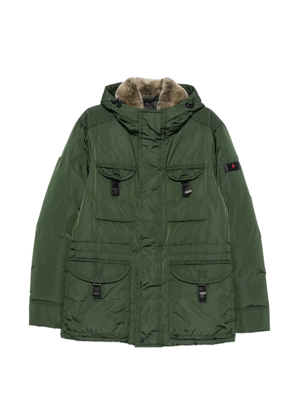PEUTEREY Piumino Aiptek verde con tasche e cappuccio 