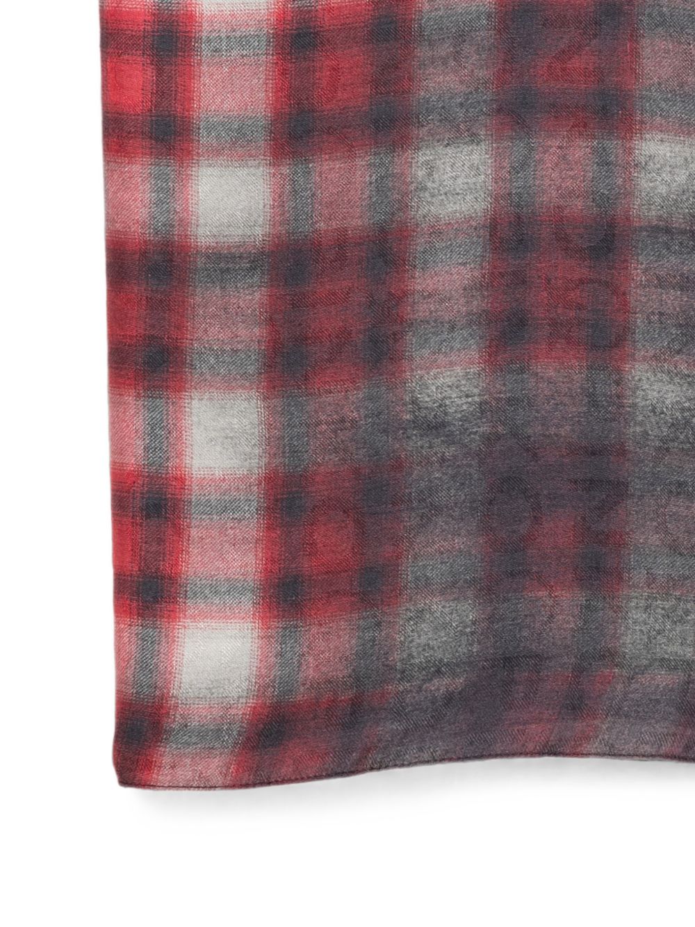 PINKO Sciarpa foulard Rueda a quadri rossi con sfumature beige 