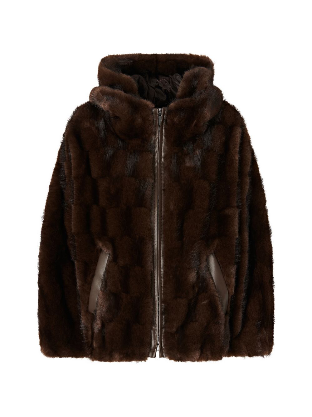 PINKO Ecopelliccia Cadetia marrone con zip 