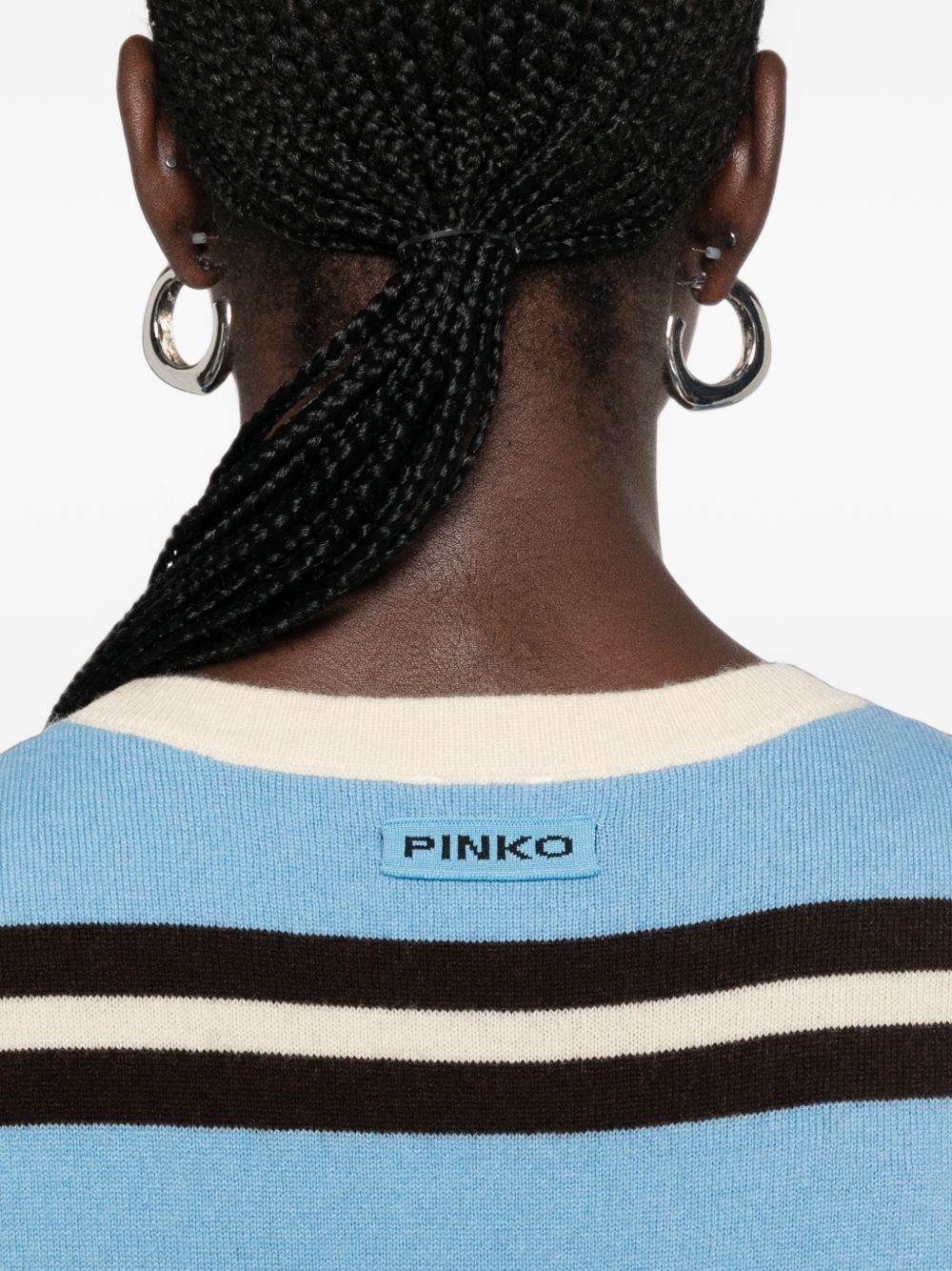 PINKO Gilet Stoccolma in lana a righe celesti 