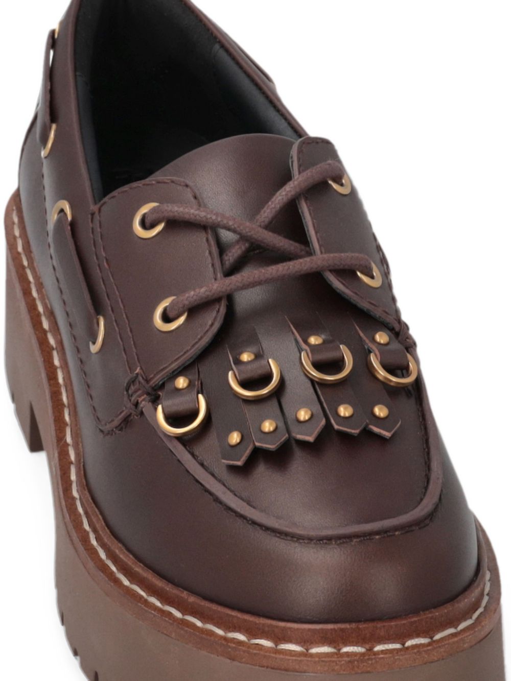 PINKO Mocassini marroni Margaret con frange 