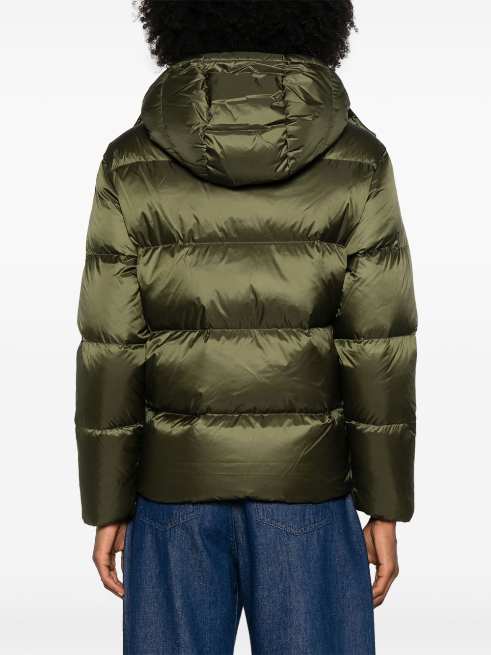 POLO RALPH LAUREN Piumino corto verde oliva con cappuccio e tasche 