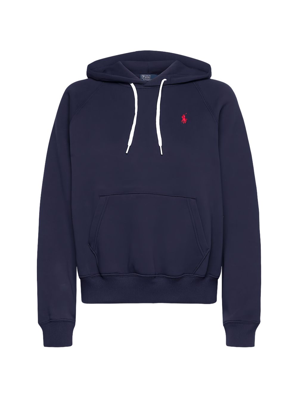 POLO RALPH LAUREN Felpa con cappuccio blu con logo rosso e tasca marsupio 