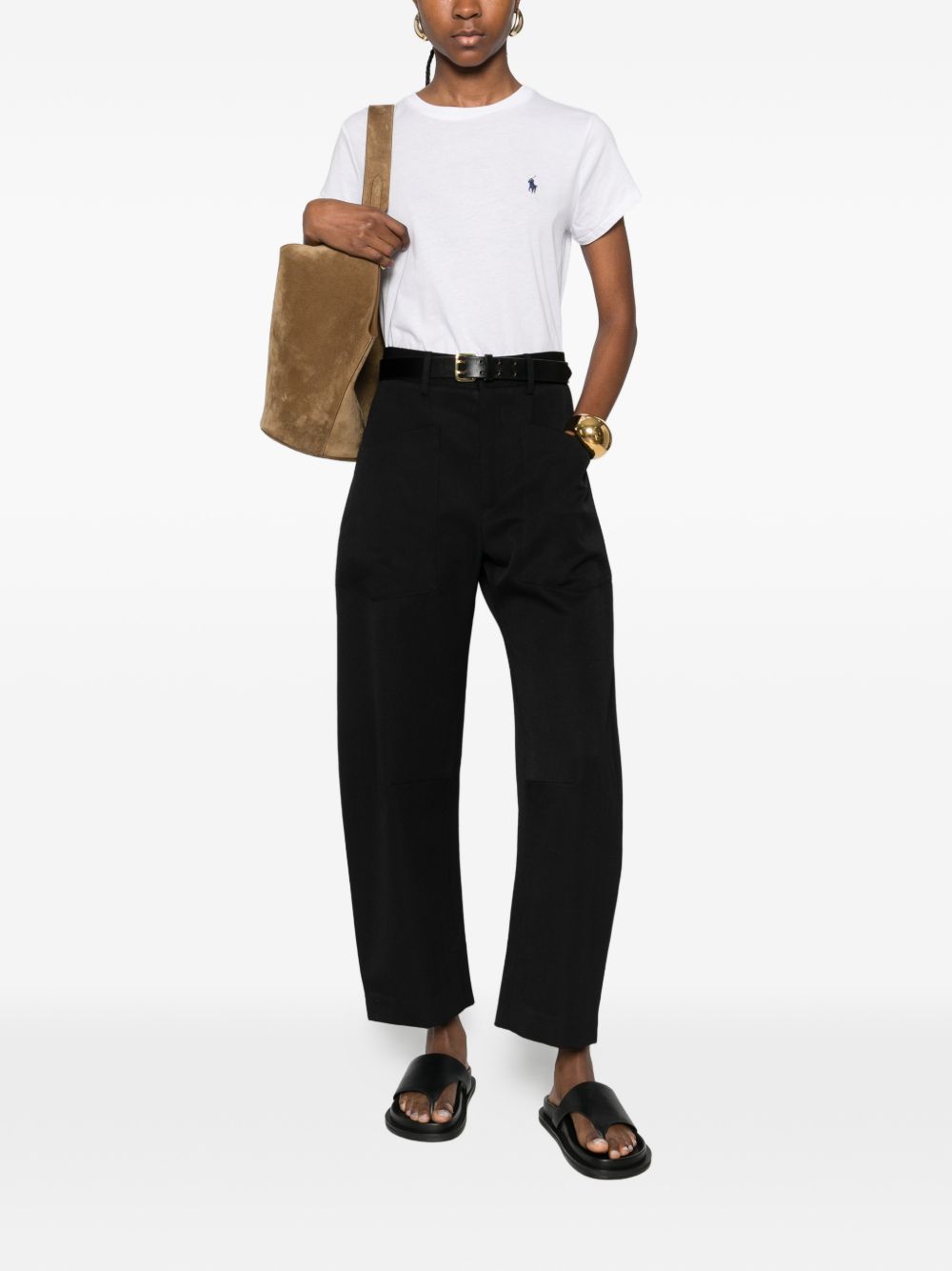 POLO RALPH LAUREN T-shirt in cotone bianco con pony blu 