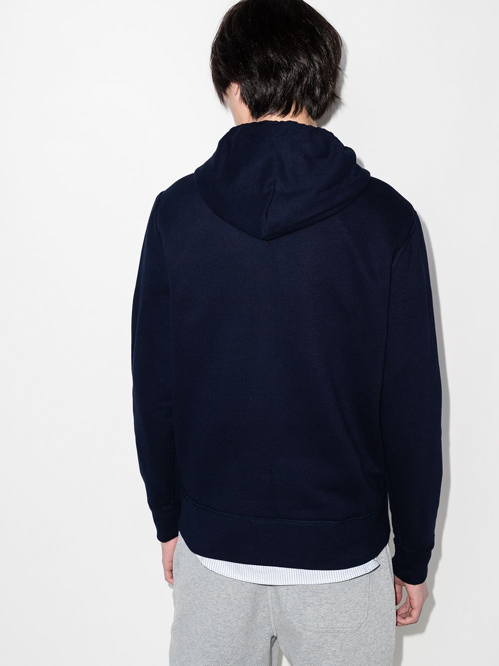 POLO RALPH LAUREN Felpa blu con cappuccio e logo ricamato rosso 