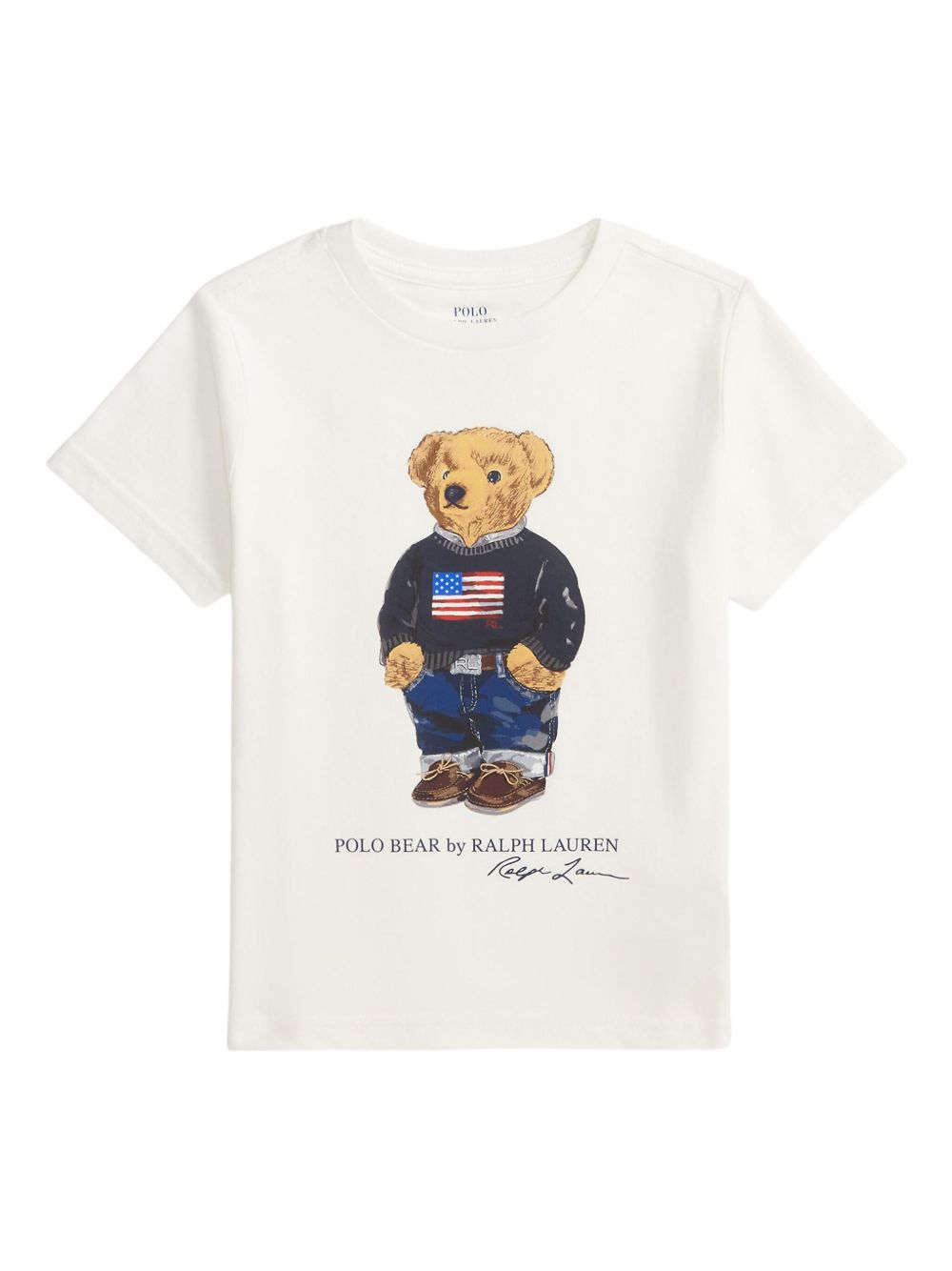 POLO RALPH LAUREN T-shirt in cotone bianco con stampa orsetto 