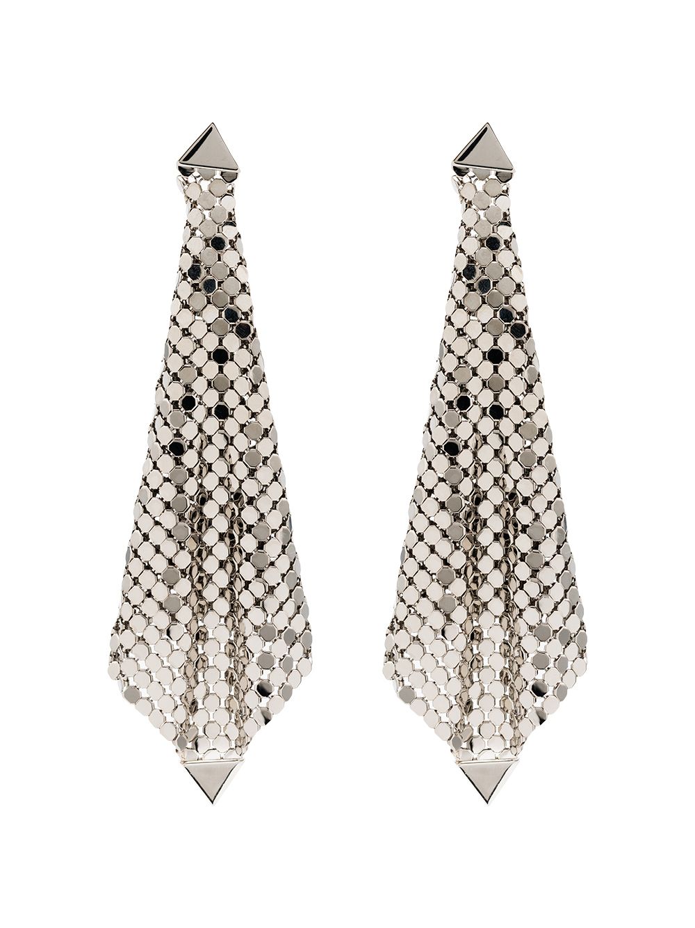 RABANNE Orecchini in metallo argentato ispirati alla chainmail 