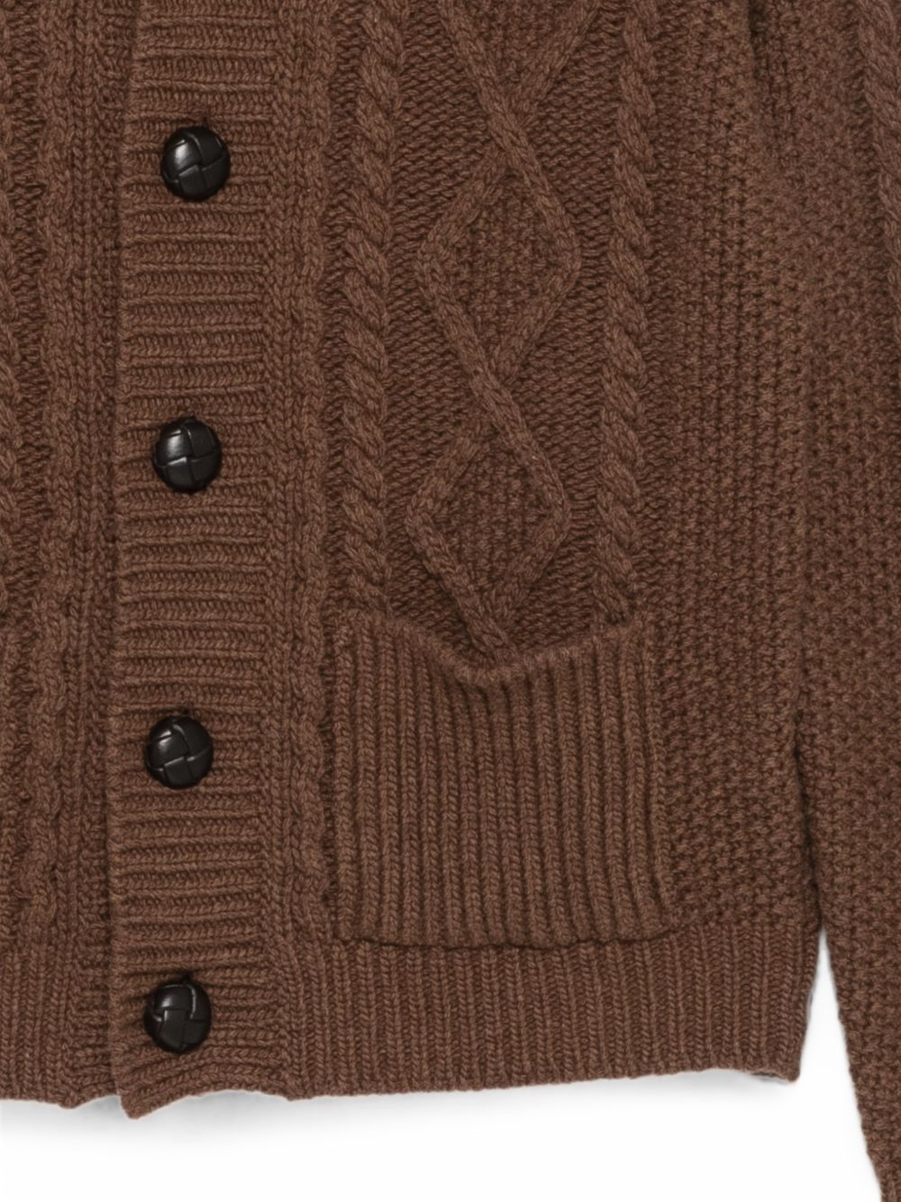 RAKKI Cardigan marrone in lana con colletto polo 