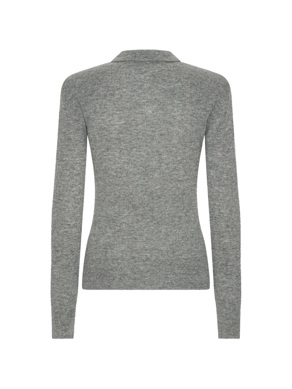 ROTATE Polo in maglia grigio mélange in lana merino e cashmere 