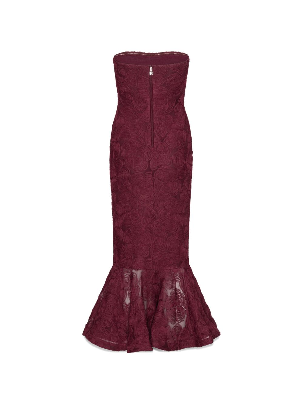 ROTATE Abito midi con ricamo floreale bordeaux 