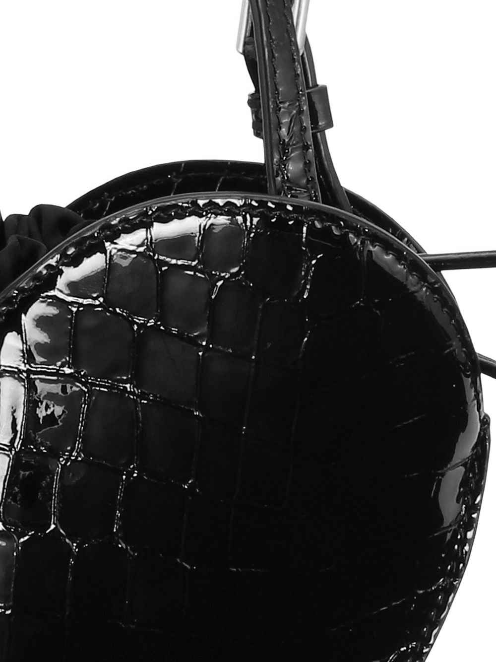 ROTATE Borsa Heart Bag a tracolla nera effetto coccodrillo in pelle verniciata 
