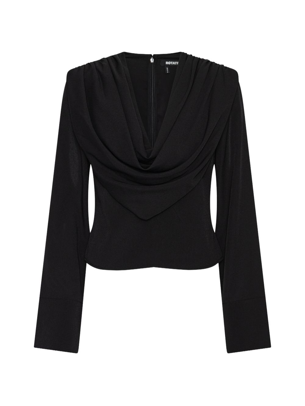 ROTATE Maglia nera con scollo drappeggiato 