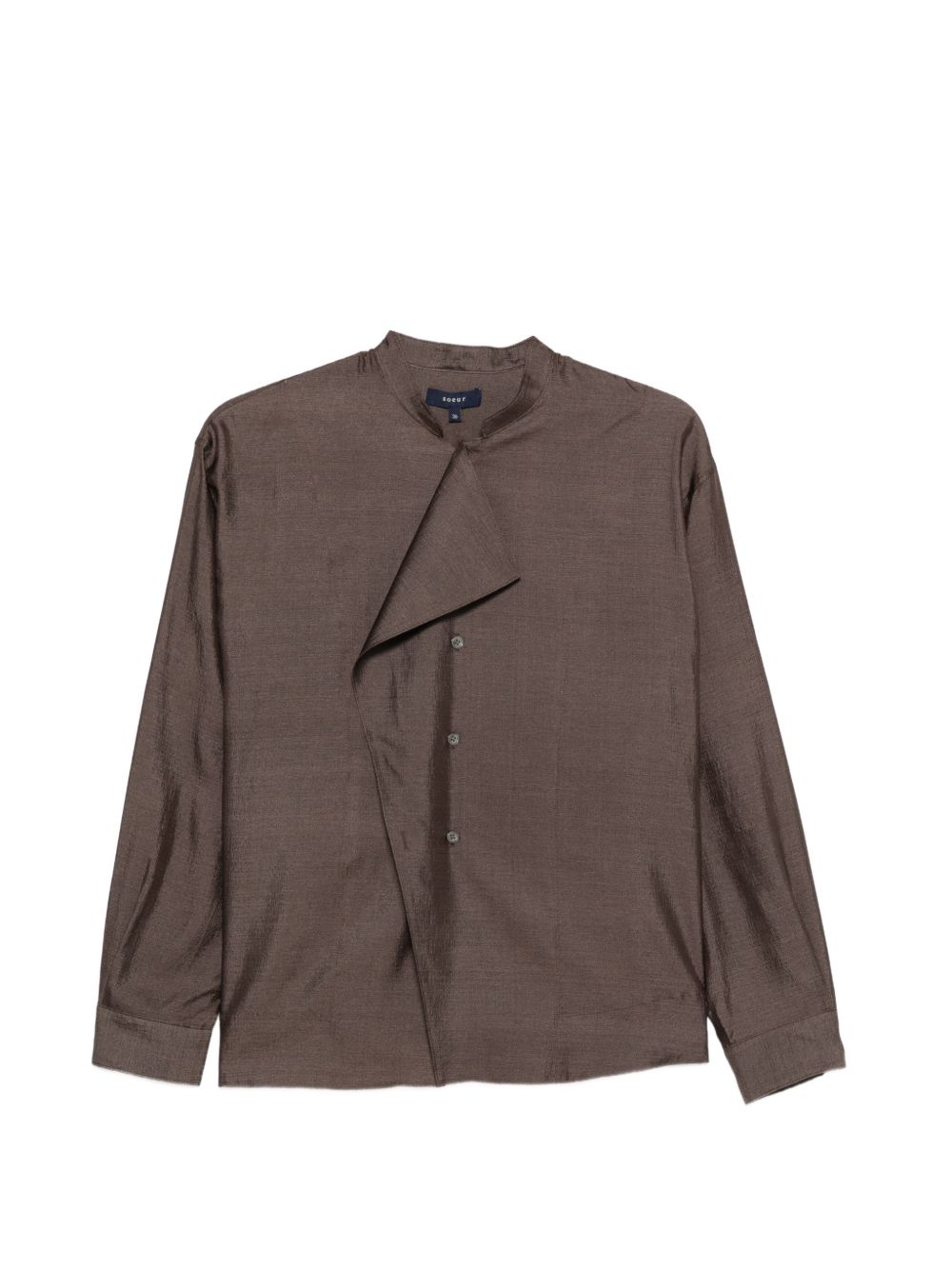 SOEUR Camicia Hampton in seta marrone scuro 