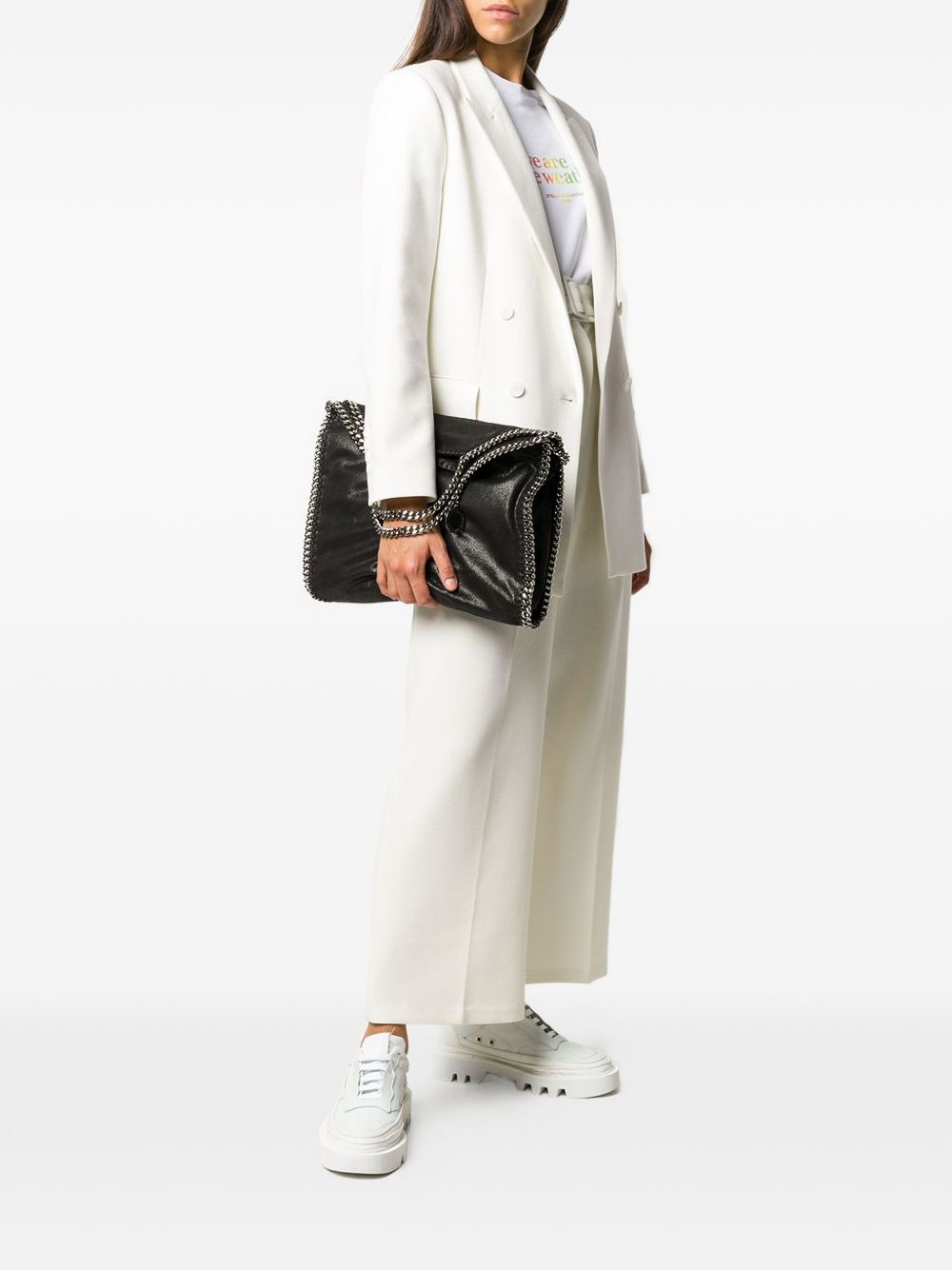 STELLA MCCARTNEY Borsa tote Falabella nera con catena argentata 