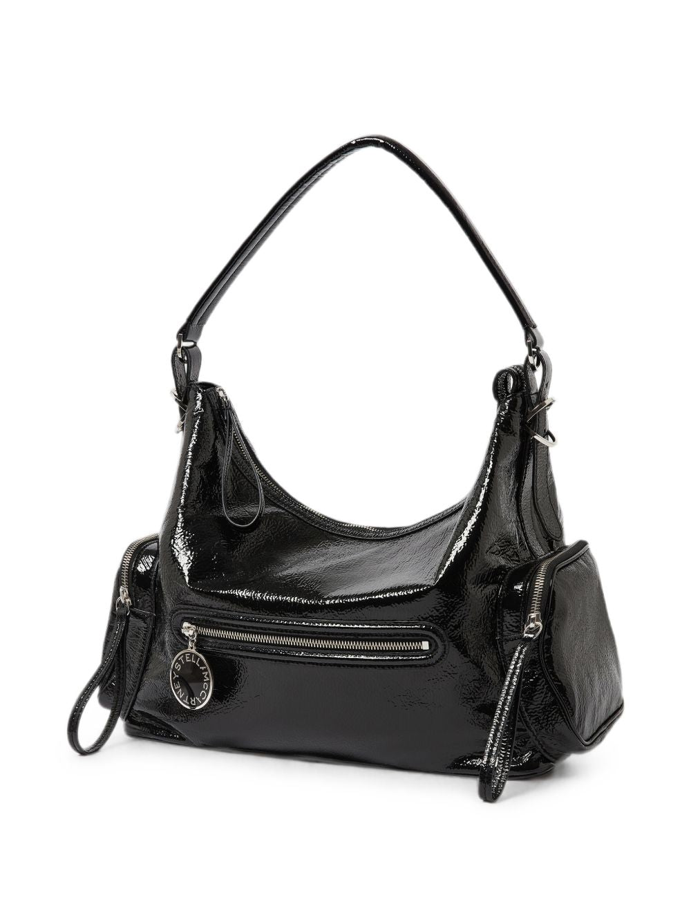 STELLA MCCARTNEY Borsa a spalla Dartmoor effetto pelle verniciata craquelé 