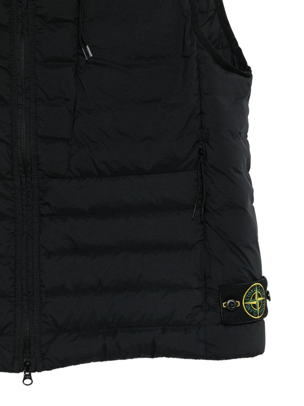 STONE ISLAND Gilet piumino smanicato nero con patch logo 