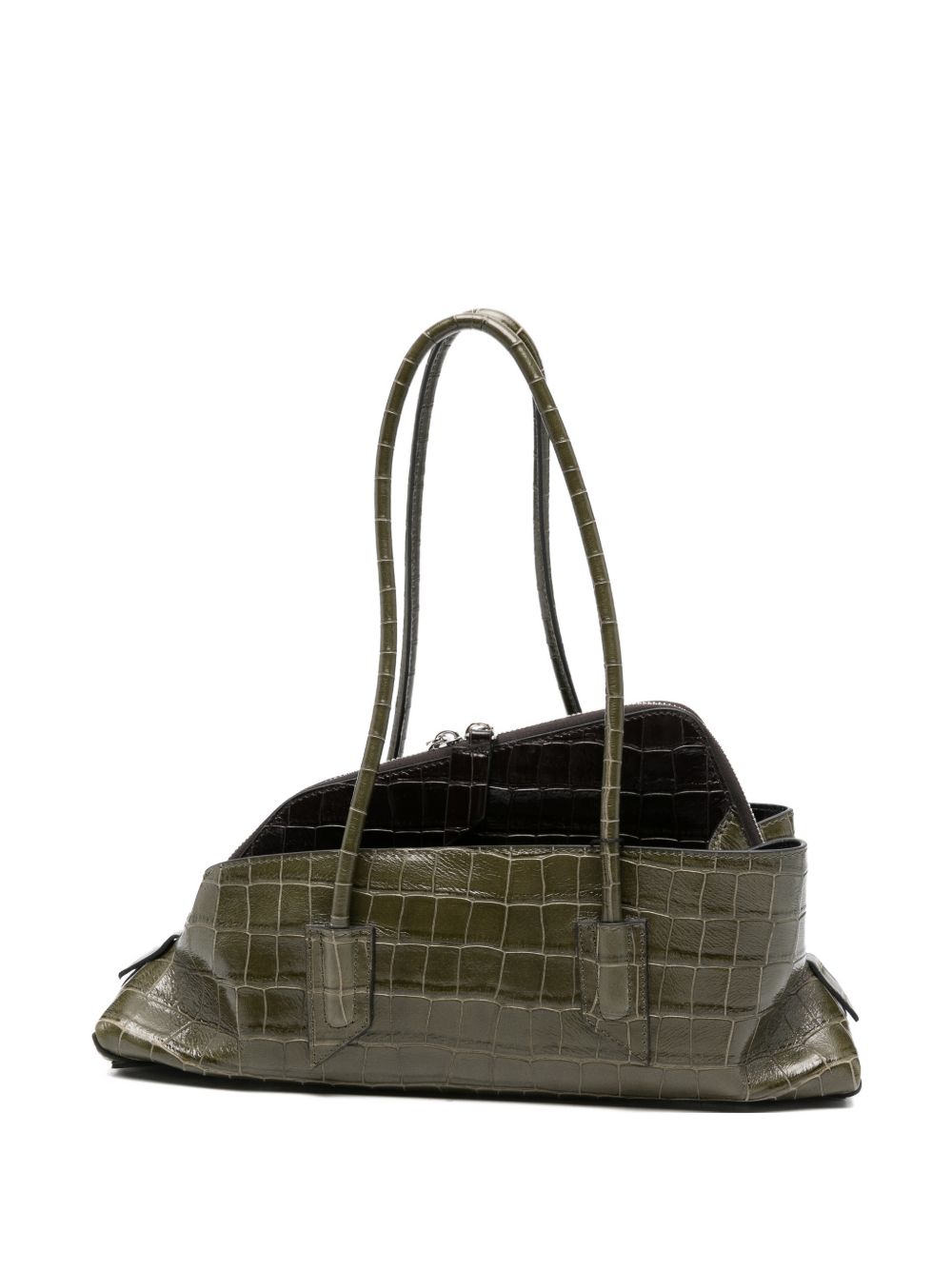 THE ATTICO Borsa a spalla La Passeggiata Small verde effetto cocco 