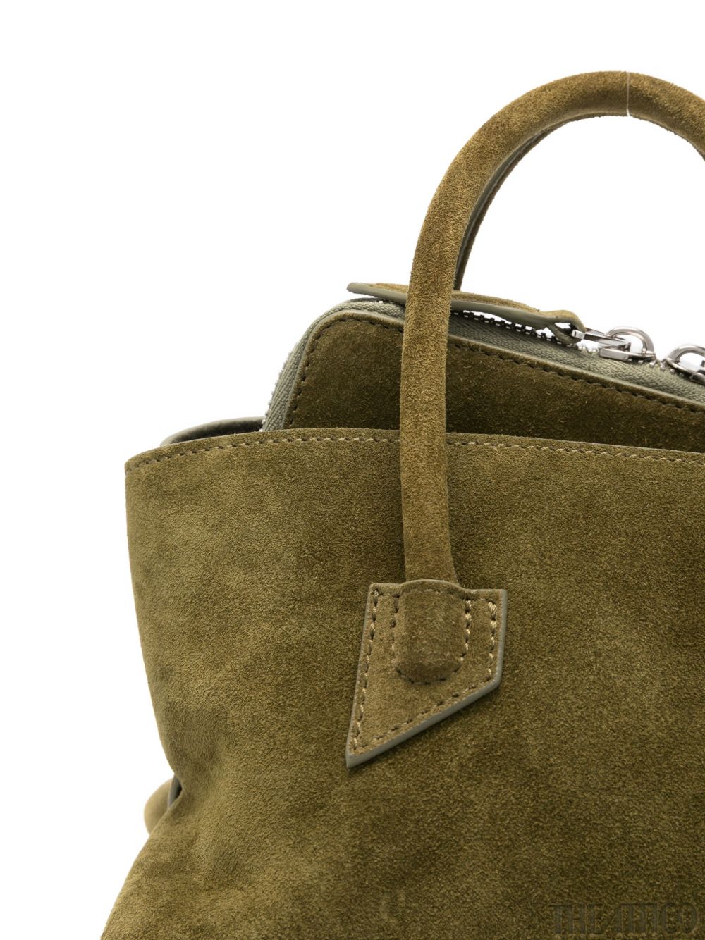THE ATTICO Borsa a spalla La Passeggiata Mini in suede verde oliva 